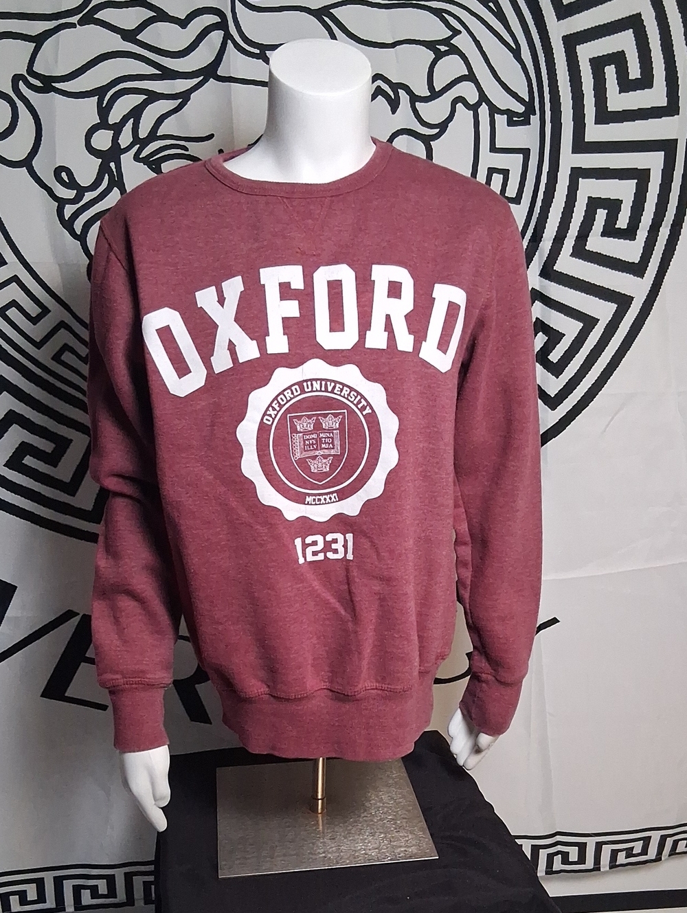Oxford Maroon Crewneck Sweatshirt with White Lettering